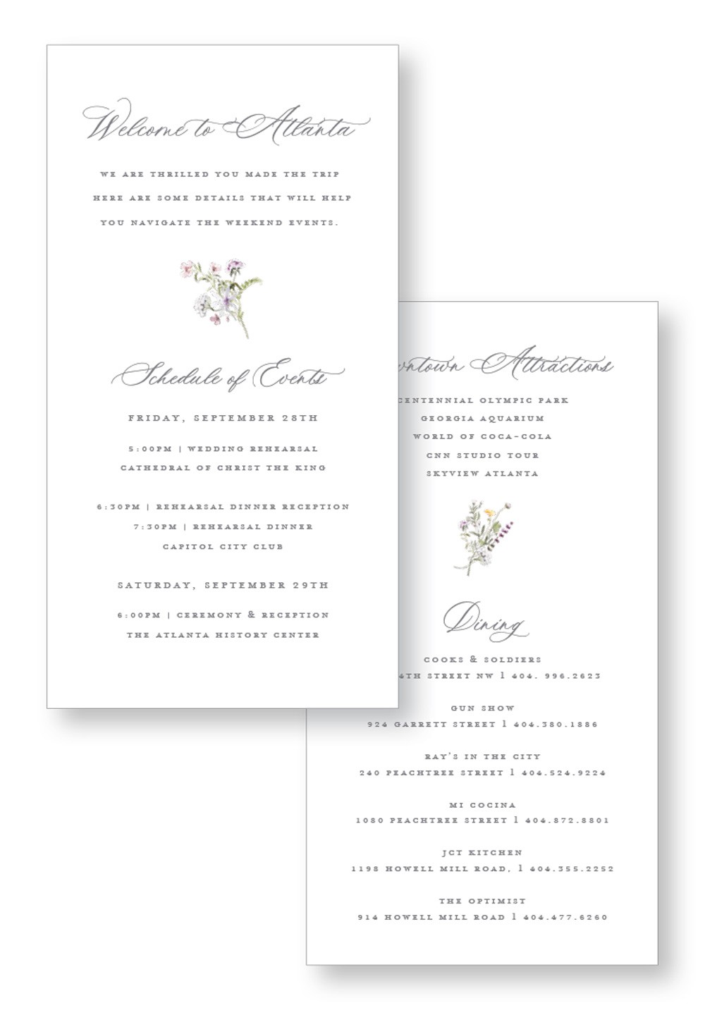 Camellia Itinerary | Paper Daisies Stationery