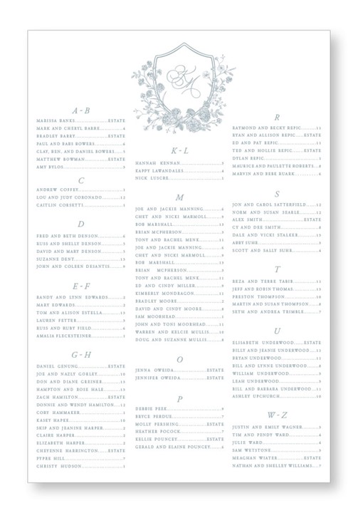 Seating Chart  Paper Daisies Stationery